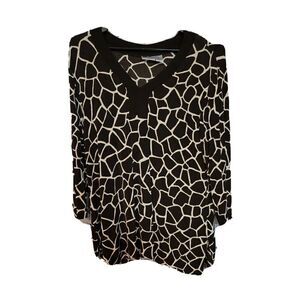 Chico's Size 3 Women's Brown Animal Print Tunic Shirt Size XL  t75